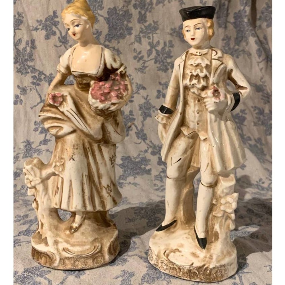 Vintage Figurines of Colonial Man and Woman Japan